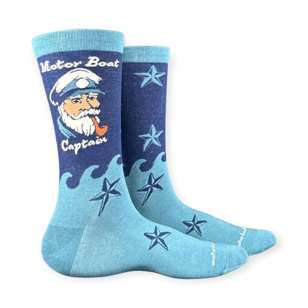 Motor Boat Captain Socks Funny Sarcastic Sailor  Footwear For Men